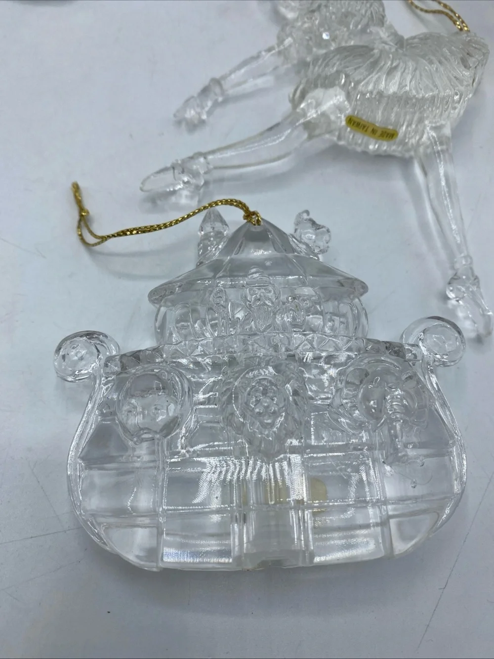 Clear Acrylic Christmas Tree Ornaments Holiday Humming Swan Birds Flower Noah’s